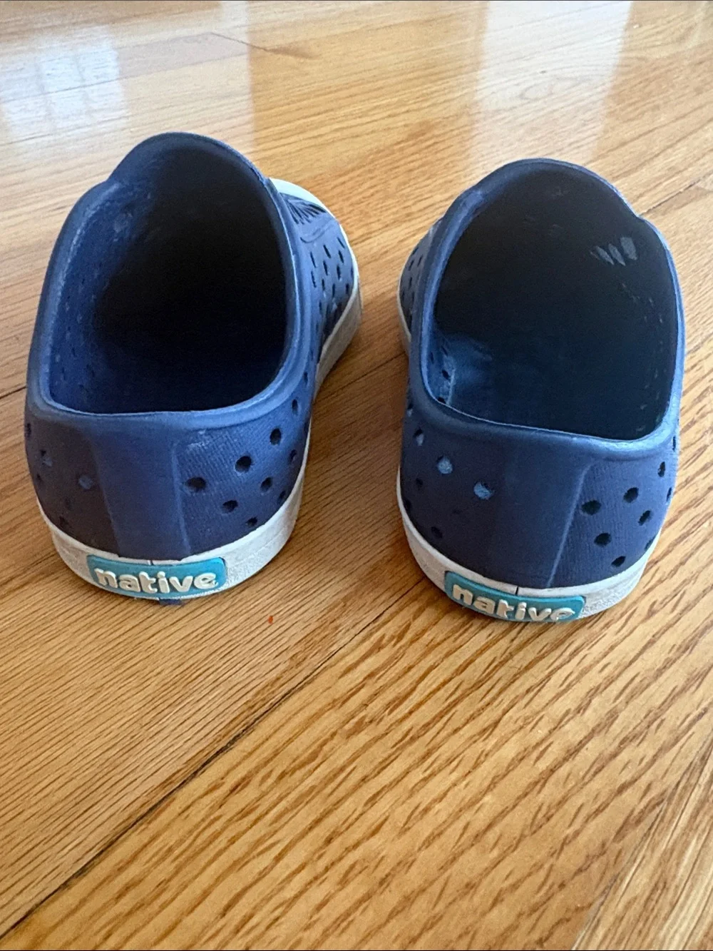 Native Kids Water Shoes in Navy with White Toe Caps